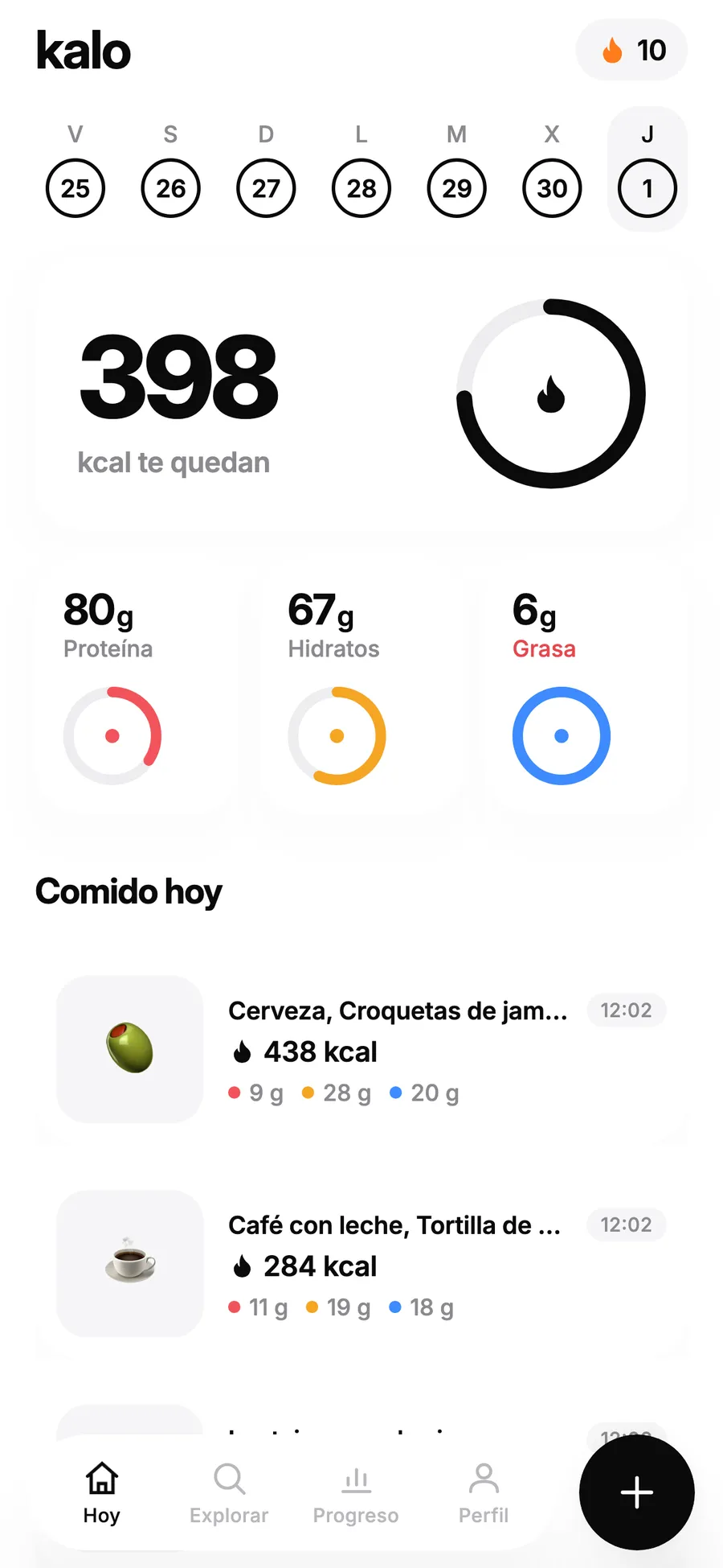 Cuántas calorías te quedan, de un vistazo