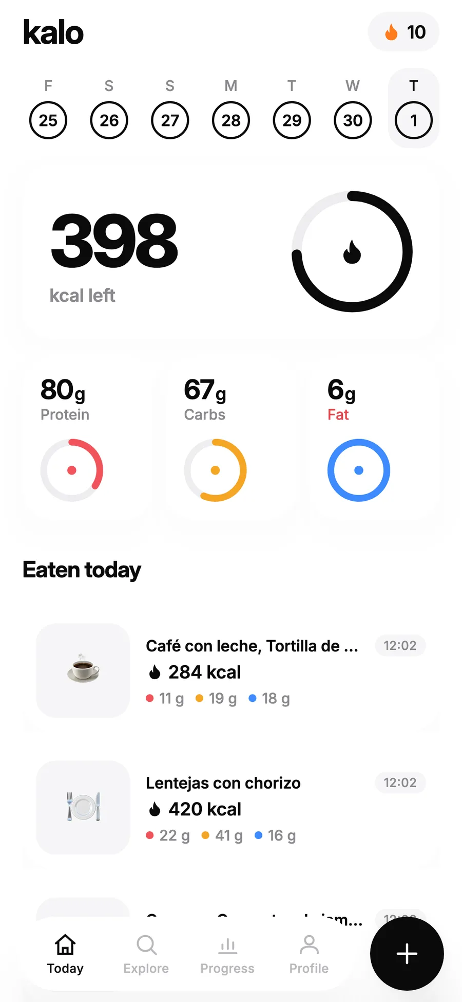 How many calories you have left, at a glance