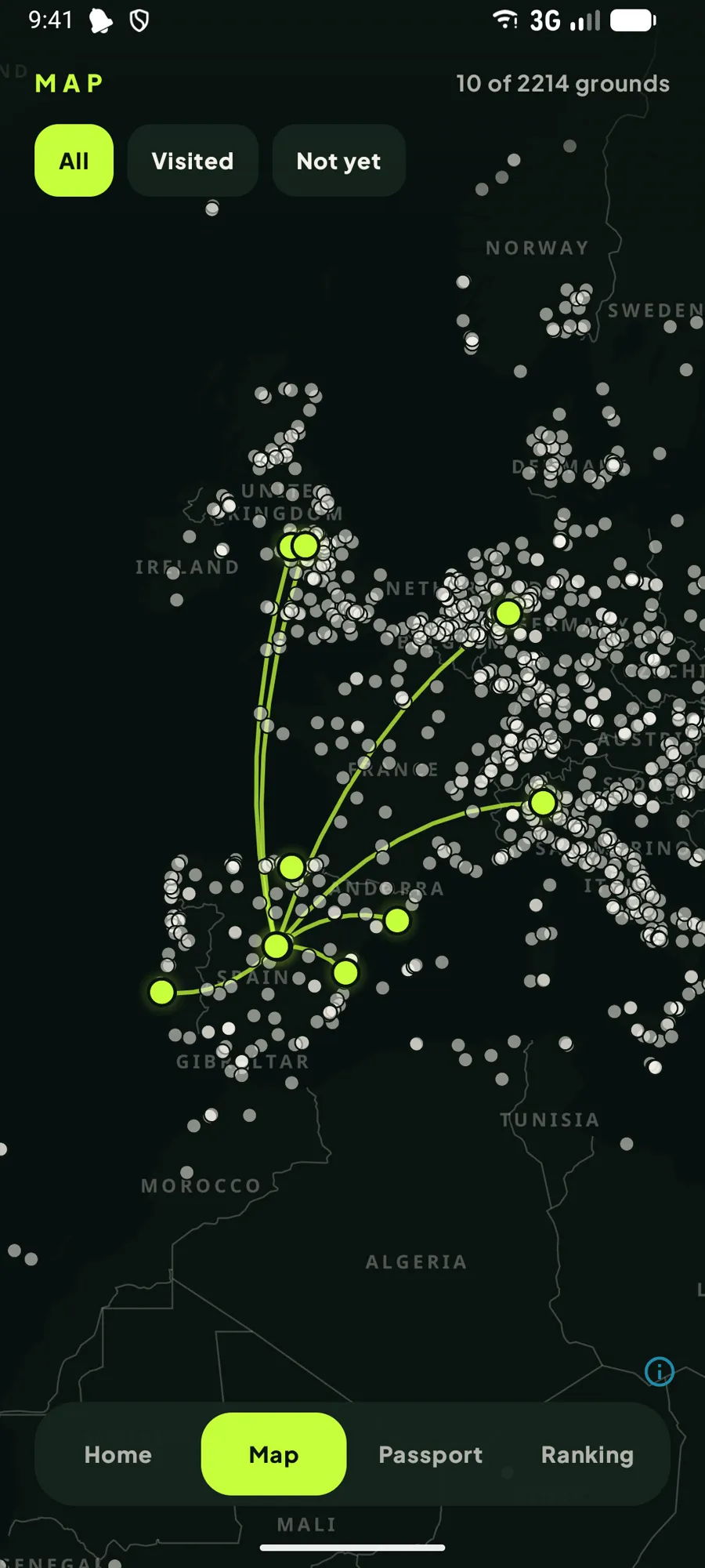 Your football map, at night