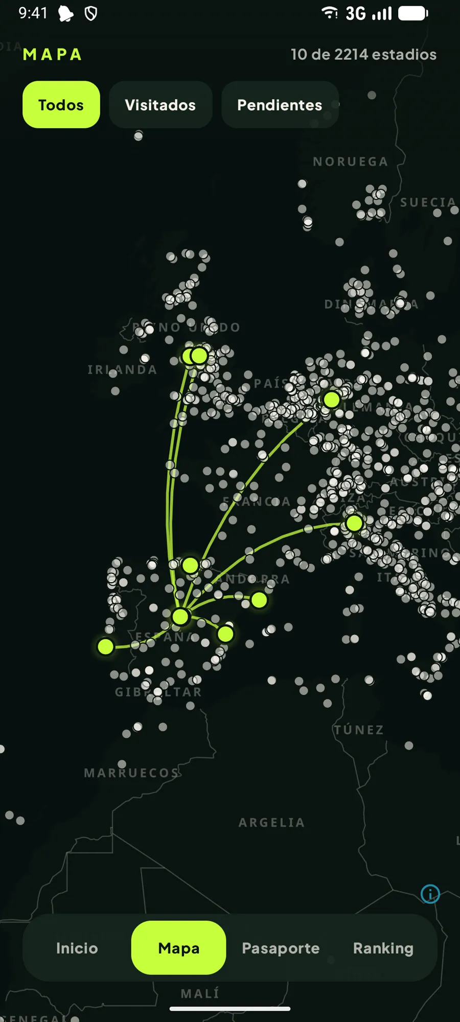 Tu mapa futbolero, de noche