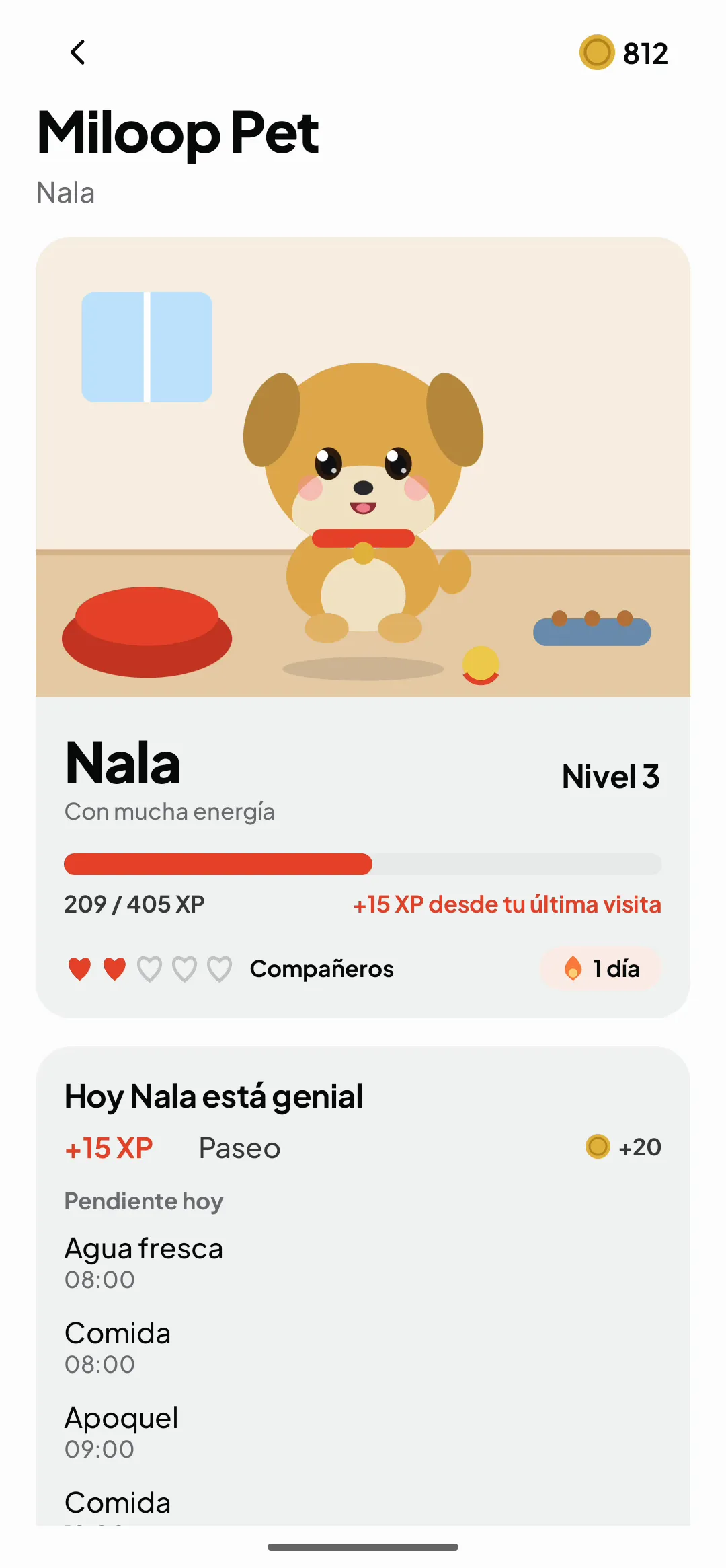 Una mascota virtual que crece con sus cuidados